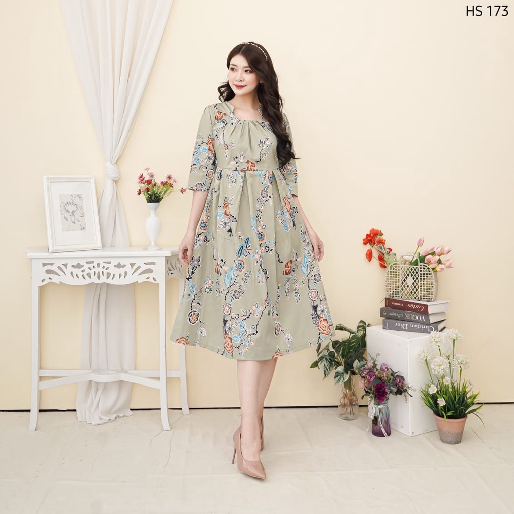 Evercloth Norin Dress Batik Modern Wanita Gaun Terusan Jumbo