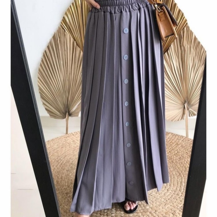 Rok Rempel Kancing/Rok Rempel Moscrepe /Rok Rempel Panjang - Kubus