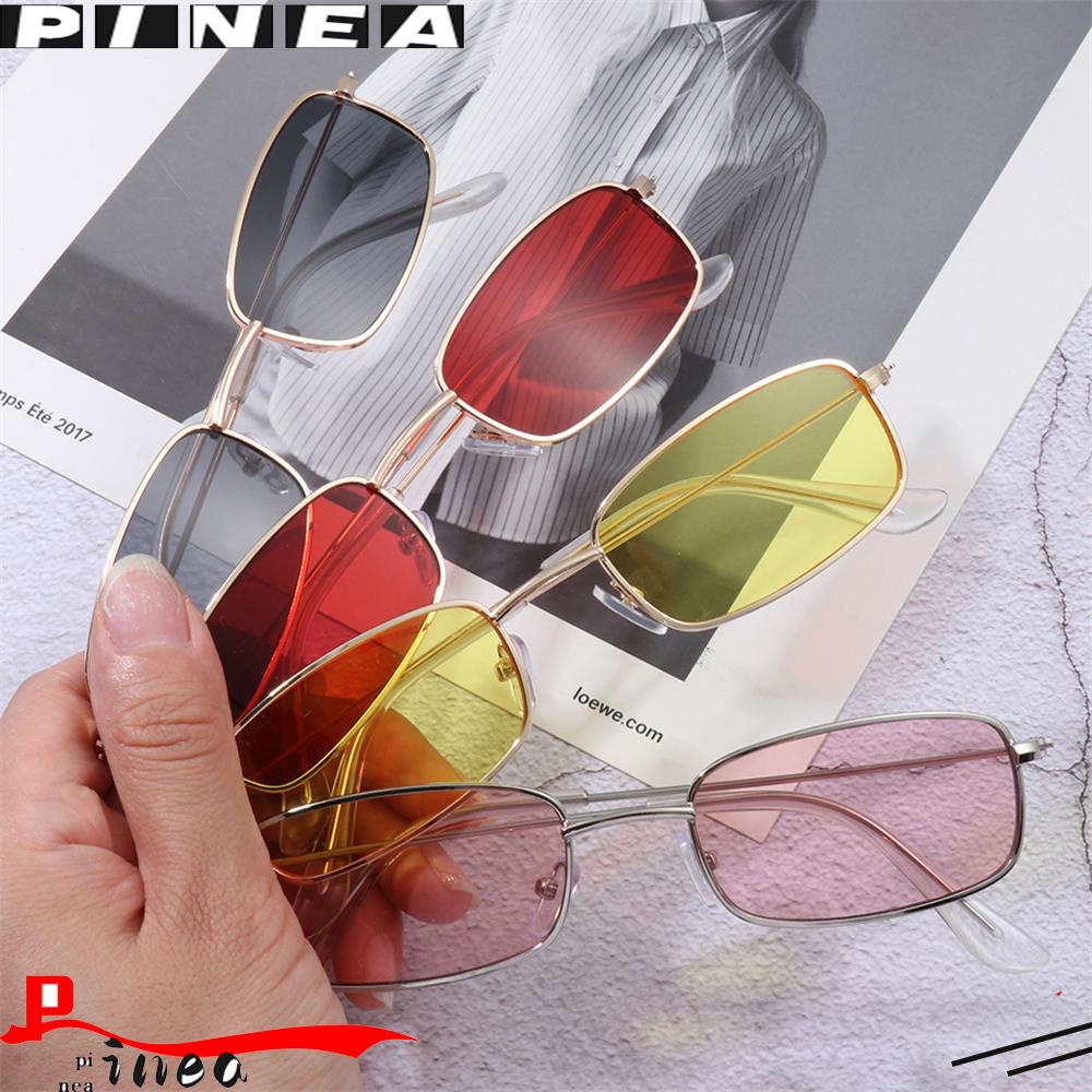 Kacamata Hitam Nanas Vintage Persegi Panjang Pria Wanita Lensa Bening Eyewear Brand Shades