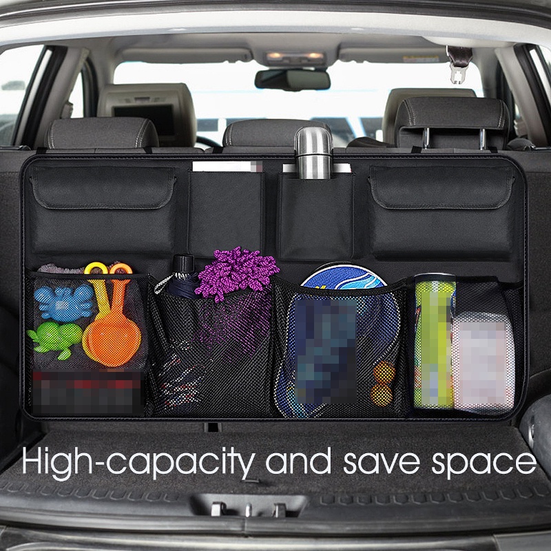 Car Trunk Organizer Adjustable Backseat Storage Bag Net Kapasitas Tinggi Multi use Oxford Mobil Kursi Sandaran Organizers Universal