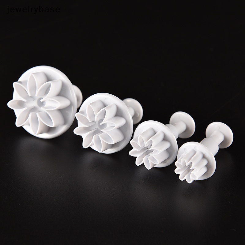 [jewelrybase] 4x Cake Fondant Sugarcraft Decor Cetakan Kue Kering Mold Plunger Daisy Flower Cutter Butik