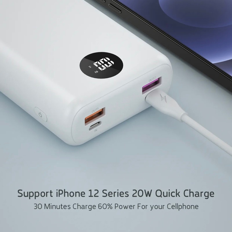 YSPLUS PD20W Powerbank 20.000mAh SUPER FAST Charging LED 20Watt Support VOOC Quick Charge 3.0