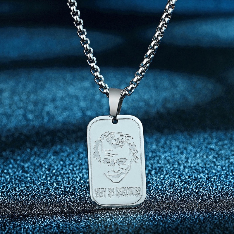 Zh Perhiasan Hip Hop Stainless Steel Joker Liontin Pria Kalung Punk Perhiasan Aksesoris