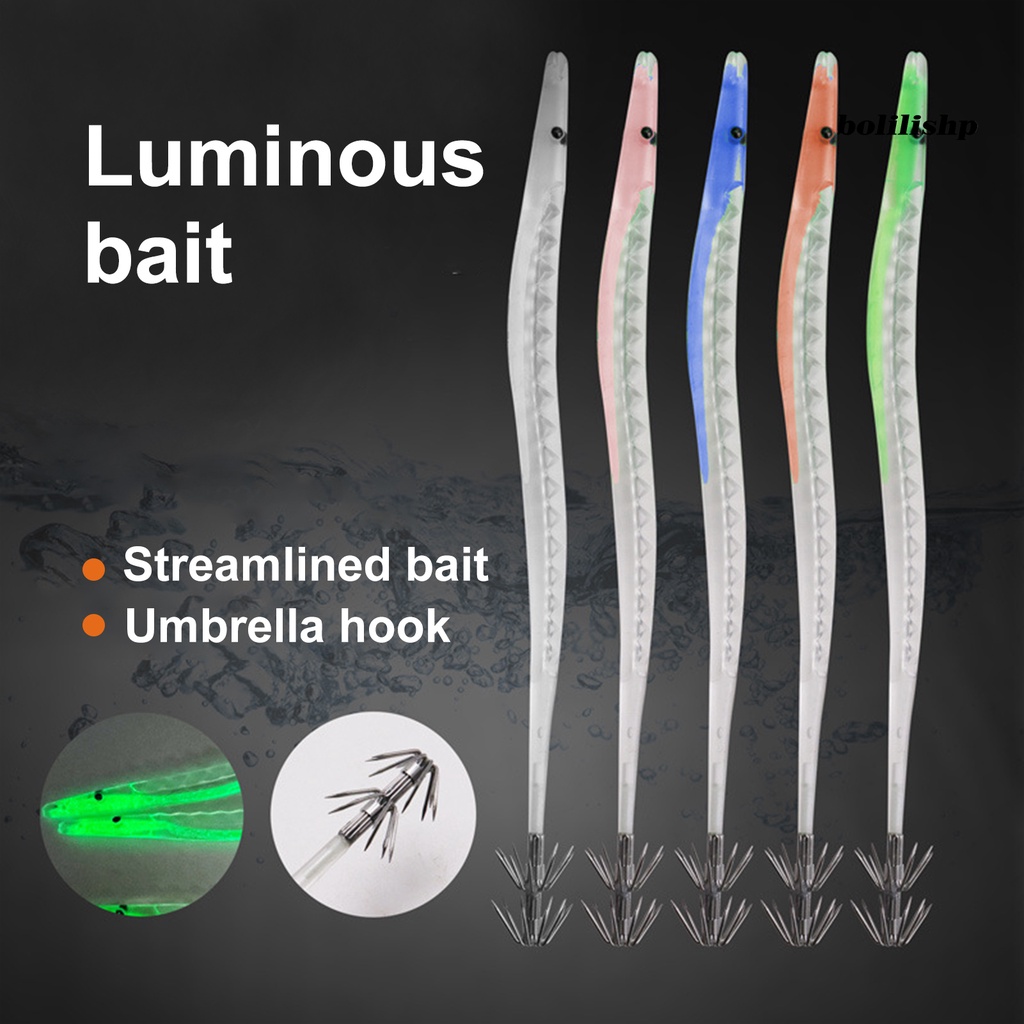 Bo-10pcs Umpan Ikan Umpan Penembus Kuat Lembut Hidup Luminous HairTail Shape Fishing Lure Shad Umpan Untuk Angling