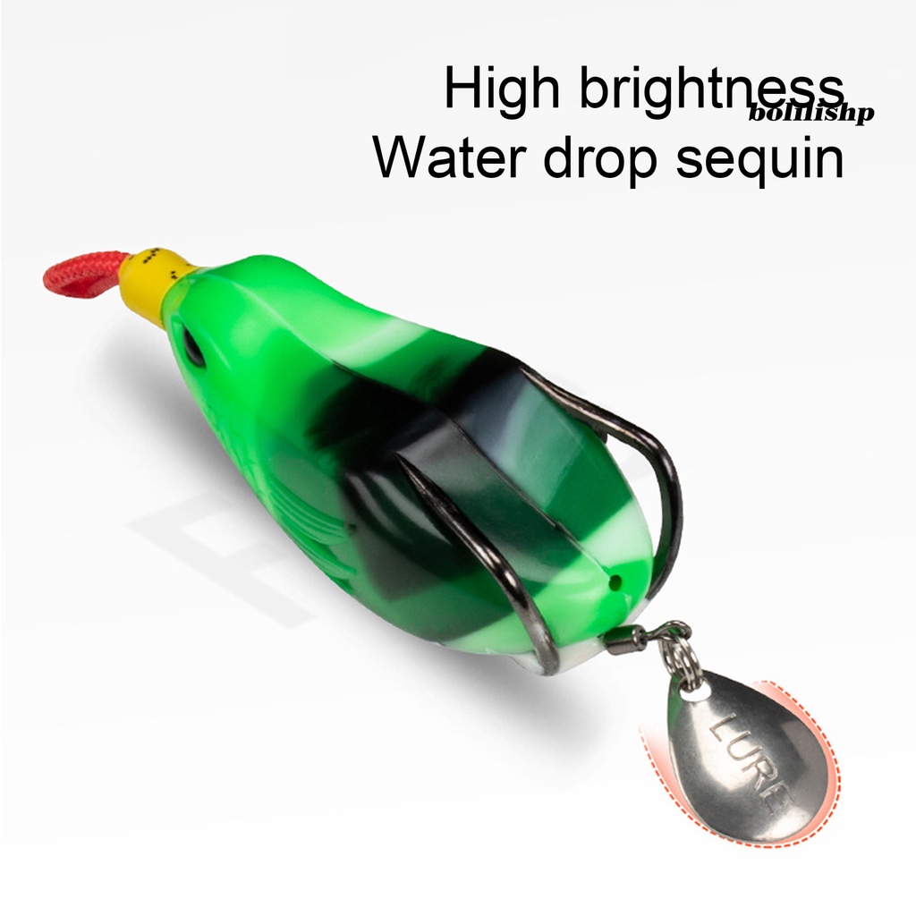 Bo-6cm/13g Bionic Frog Lure Simulasi Berduri Kait Ganda Bercahaya Angling Umpan Jalan Hit Hitam Umpan Palsu Memancing Luar Ruangan