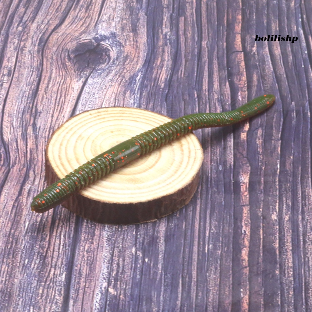 Bo-10pcs 11.5cm/4.2g Soft Lure Pola Spiral Simulasi Menggoda Angling Ekor Panjang Cacing Tanah Umpan Palsu Memancing Luar Ruangan