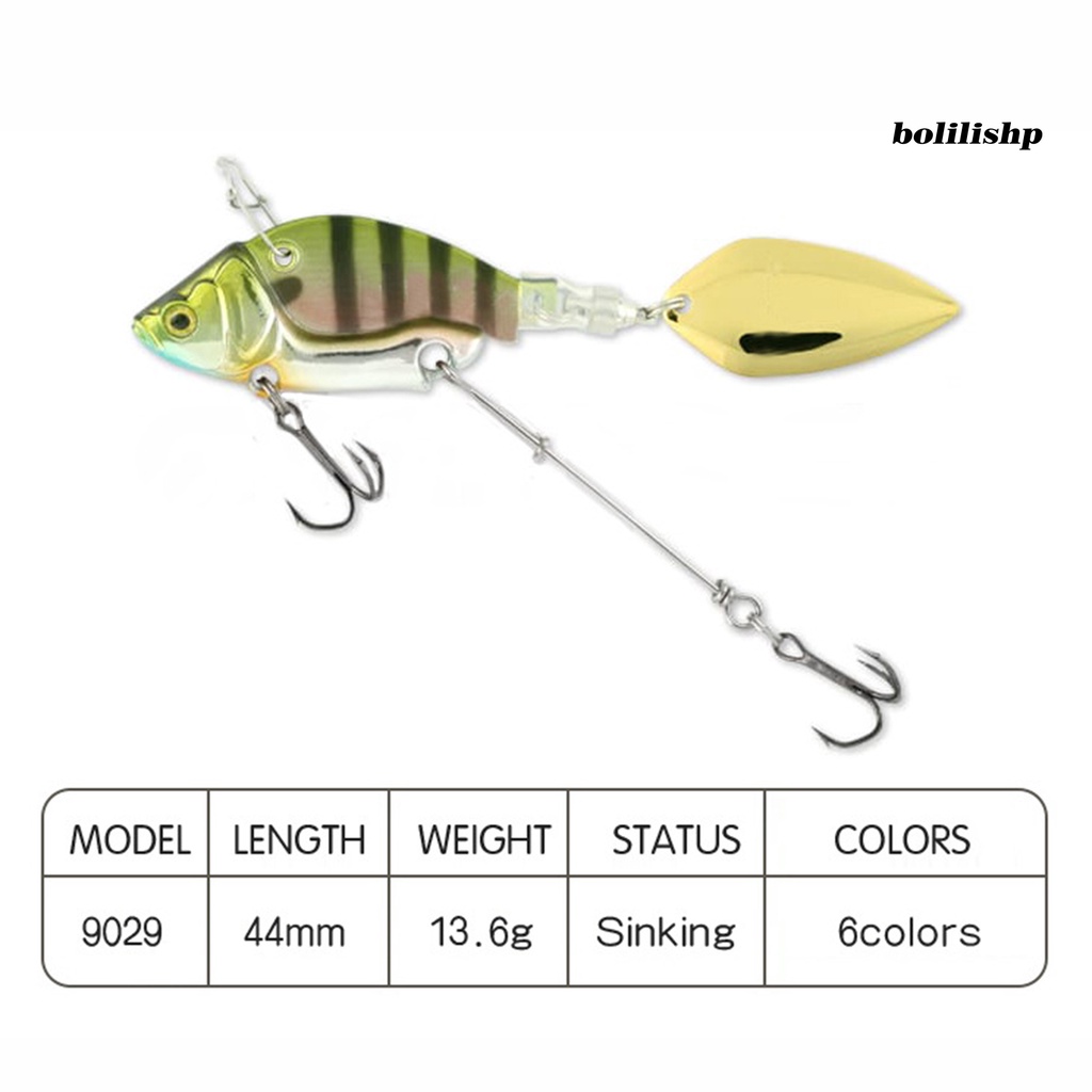 Bo-13.6g/44mm Umpan Palsu Spin Payet Tough Metal Treble Hook VIB Umpan Fishing Tackle