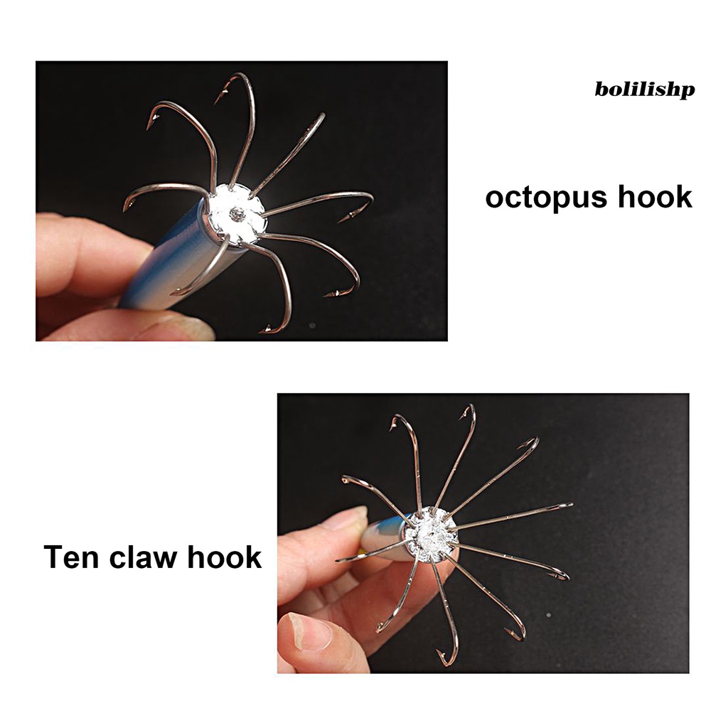 Bo-squid Jig Hook8Per10Jarum Dengan Mata Tajam Warna Cerah Penembus Kuat Atraksi Ikan Universal Glow in Dark Cuttlefish Sleeve Gurita Memancing Umpan Kait Perlengkapan Memancing