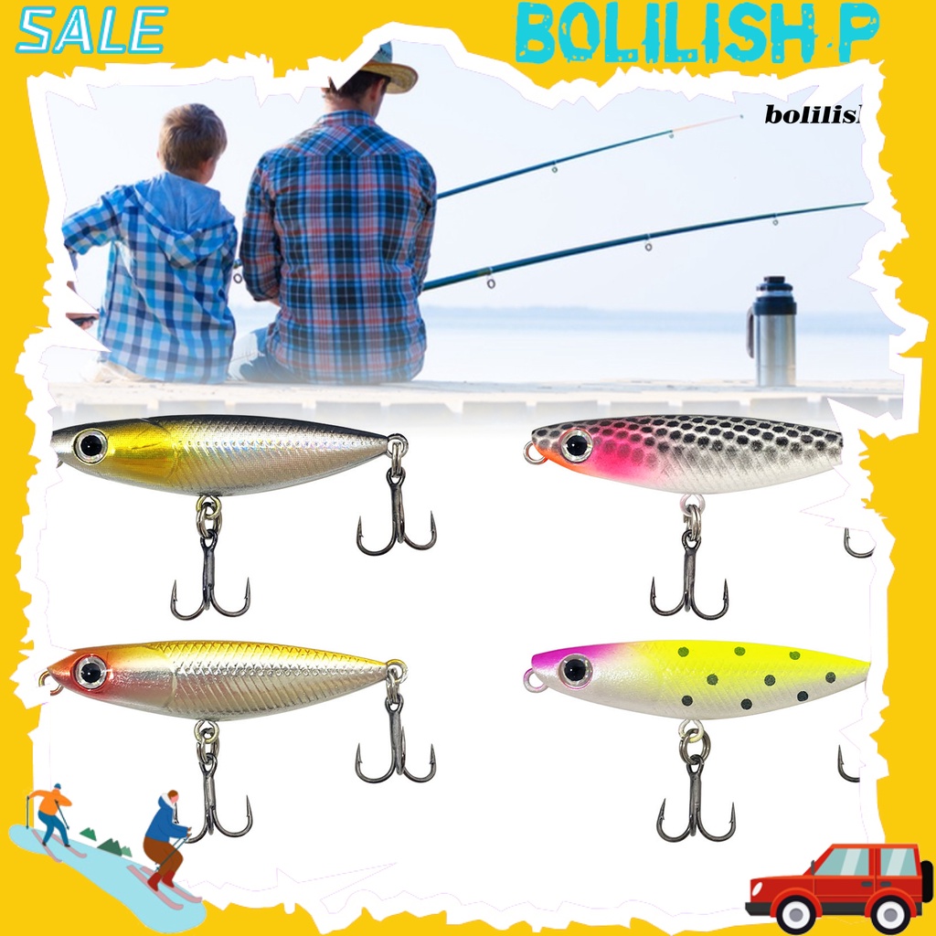 Bo-48mm/2g Umpan Pancing Treble Hooks Simulasi Kulit Hidup Warna Cerah 3D Fisheyes Ikan Atraksi Efisien Mengambang Pensil Buatan Umpan Keras Perlengkapan Memancing