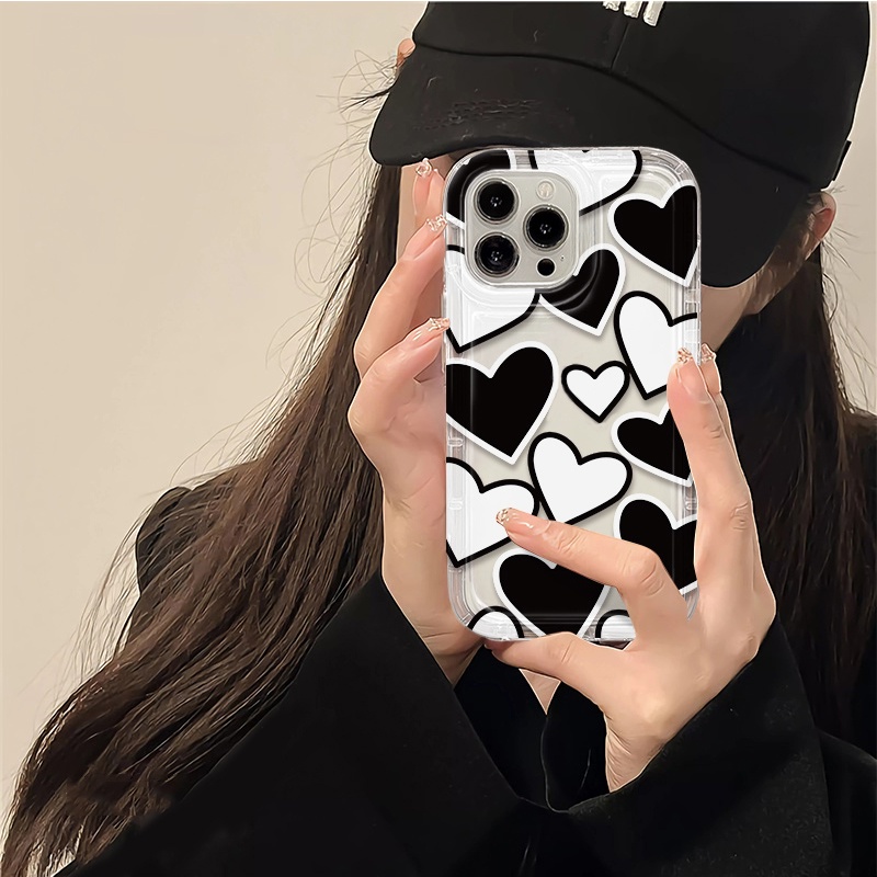 IPHONE Love Case Kompatibel Untuk Iphone14 13 12 11 Pro XS Max X Xr7 +8 Plus Casing Ponsel Lembut Transparan TPU Silikon Shockproof Cover