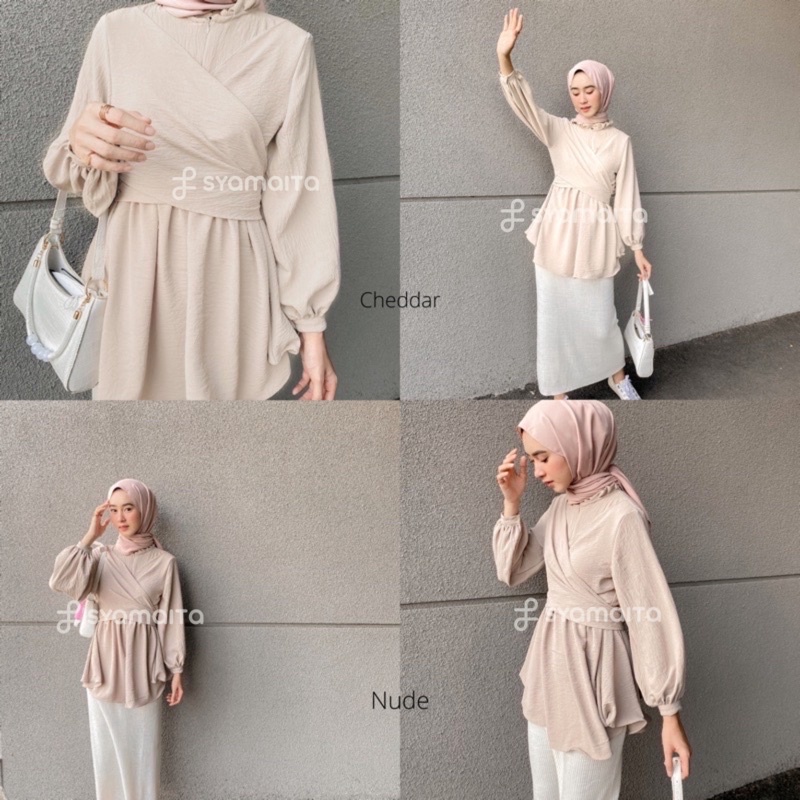 QALISYA LABEL BAHAN CRINKLE  Nara Blouse