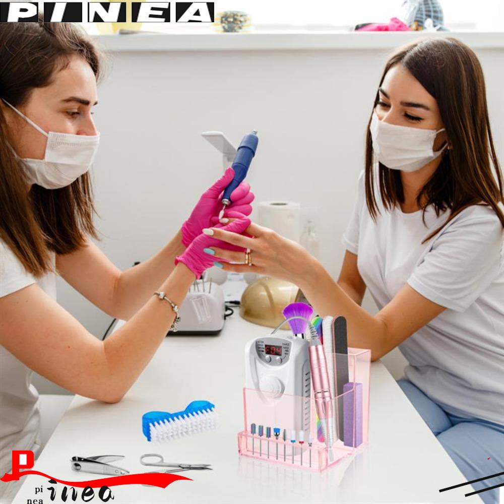 Holder Mata Bor Kuku Nanas 3baris 10lubang Kosong Clear Manicure Tools