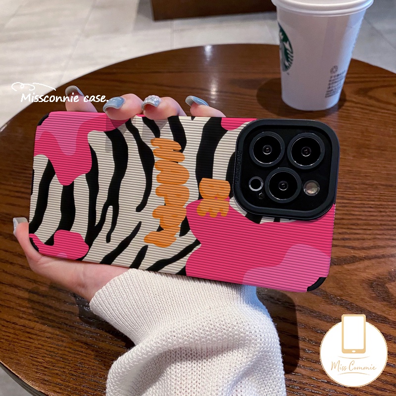 IPHONE Casing Ponsel Leopard Fashion Untuk Iphone7 8 Plus11 13 14 12 Pro Max X 7Plus XR XS Max Tekstur Kulit Mewah Motif Zebra Shockproof Silikon Lembut Tpu Cover