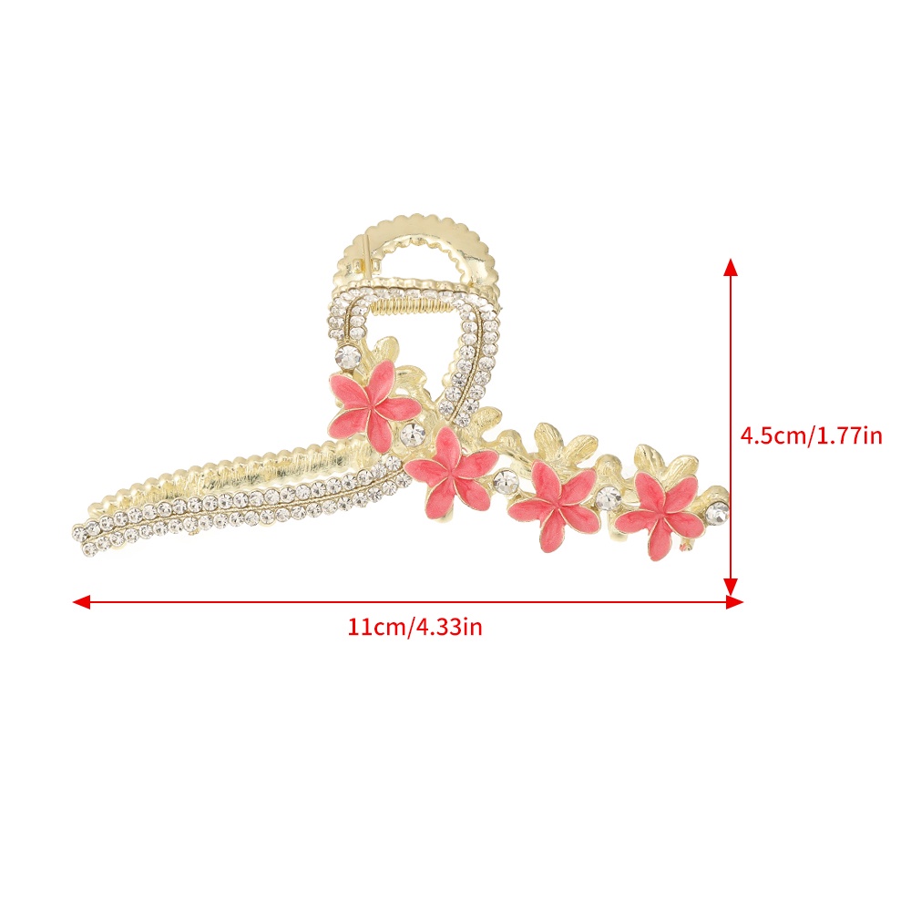 11cm Fashion Logam Jepit Rambut Hair Claw Bunga Berlian Imitasi Cross Hair Clip Wanita Aksesoris Rambut