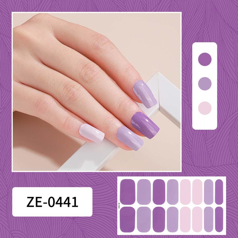 Mxbeauty Stiker Kuku Penuh Fashion Wanita Full Cover Nail Tips Warna Solid Self Adhesive Dekorasi Kuku