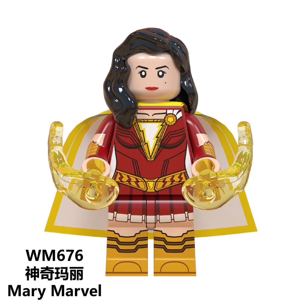 Shazam Keluarga Magic Mary Freddy Building Block Figure Mainan Hobi Koleksi Display Hadiah Kreatif