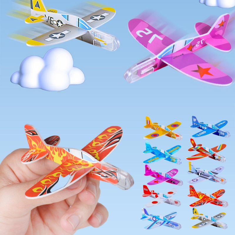 Mainan Mini Glider Planes Permainan Luar Ruangan/Busa Kartun Portabel DIY Lempar Tangan Model Pesawat Terbang Untuk Hadiah Ulang Tahun Anak