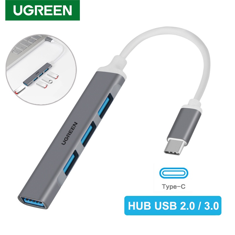 Ugreen Tipe C 4port USB 3.0 HUB OTG Untuk Laptop Aksesoris Komputer 4in1 Splitter Adapter