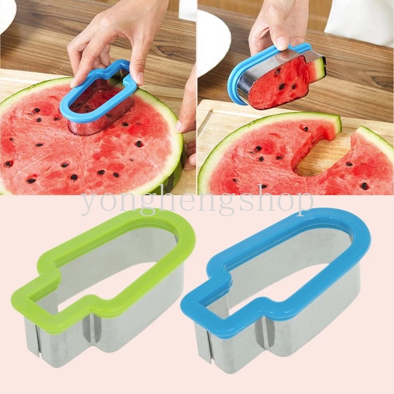 Kreatif Stainless Steel Watermelon Slicer Cutting Cetakan Popsicle Berbentuk Buah Air Melon Cutter Cookie Sandwich Mold Aksesoris Dapur