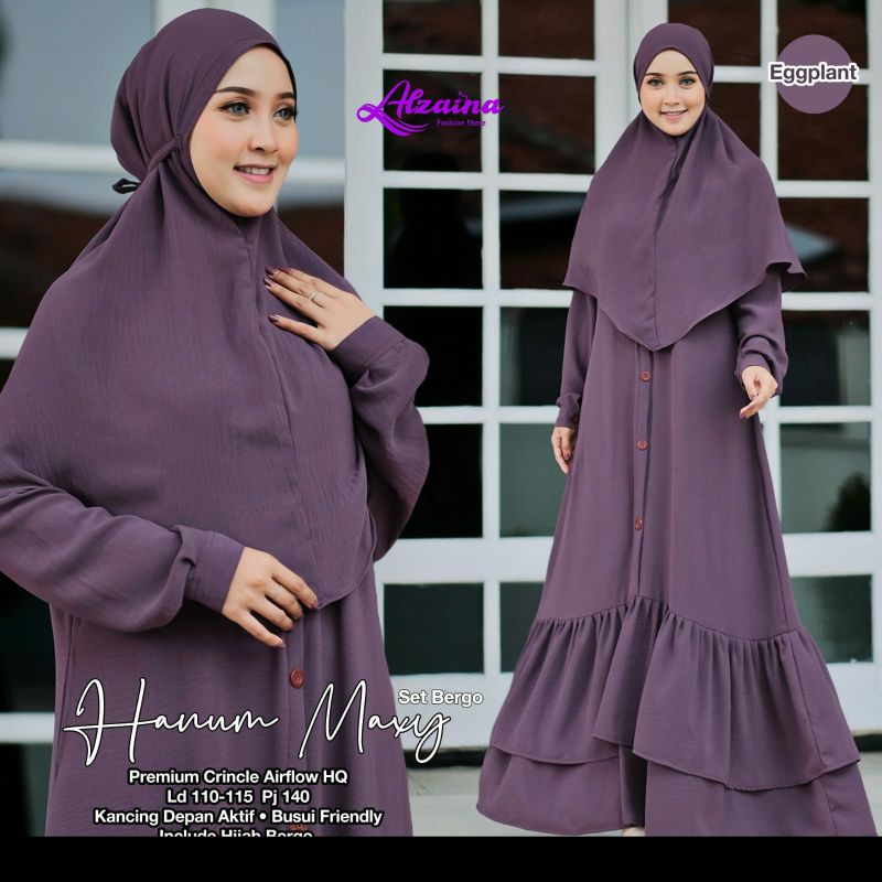 HANUM SYARI free Hijab ORI ALZAINA | Busui, Crinkle Airflow Premium