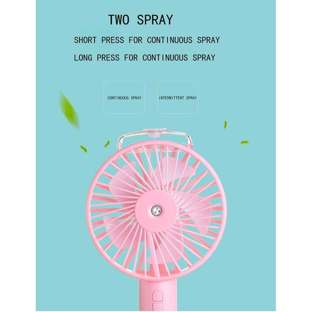 Kipas Angin Meja Humidifying Spray Portable Fan - Blue