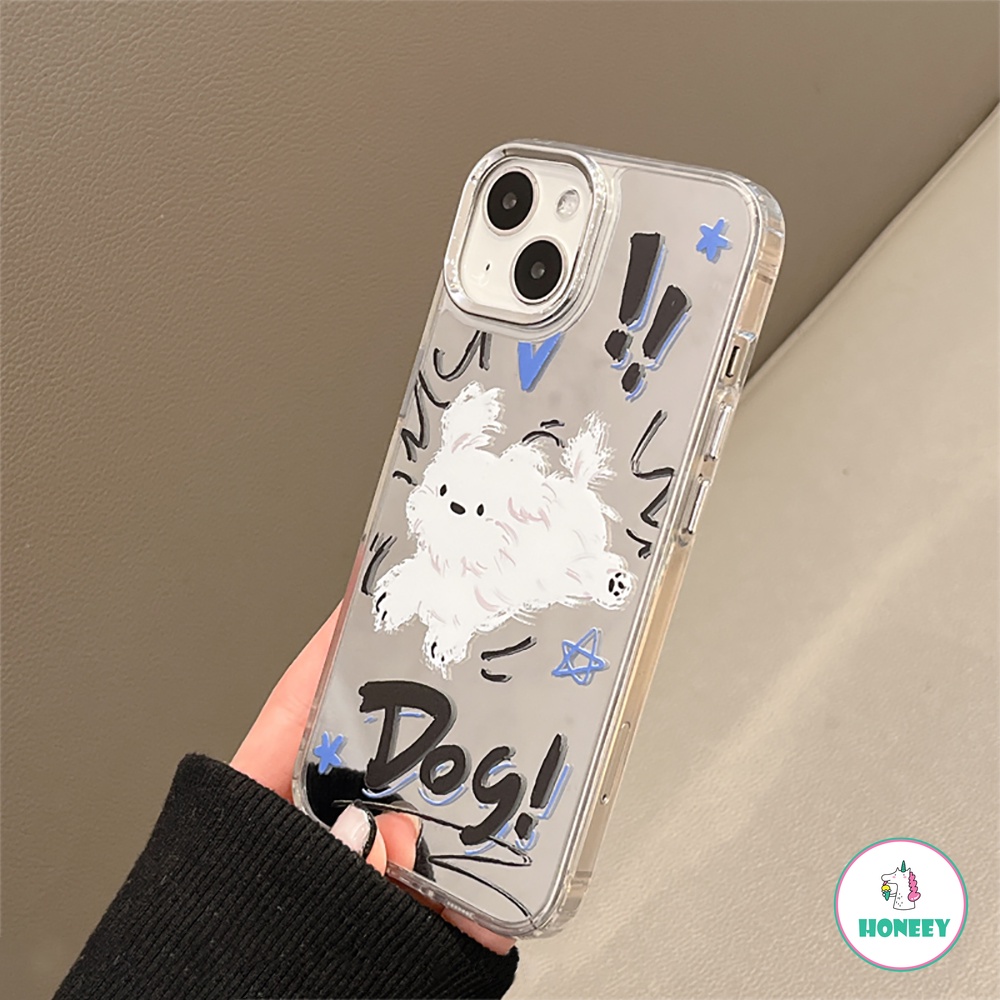 Case Cermin Makeup Kucing Dan Anjing Lucu Untuk Iphone11 Case iPhone 14 Pro Max13 12 Pro Max Graffiti Warna-Warni Lembut TPU Phone Cover