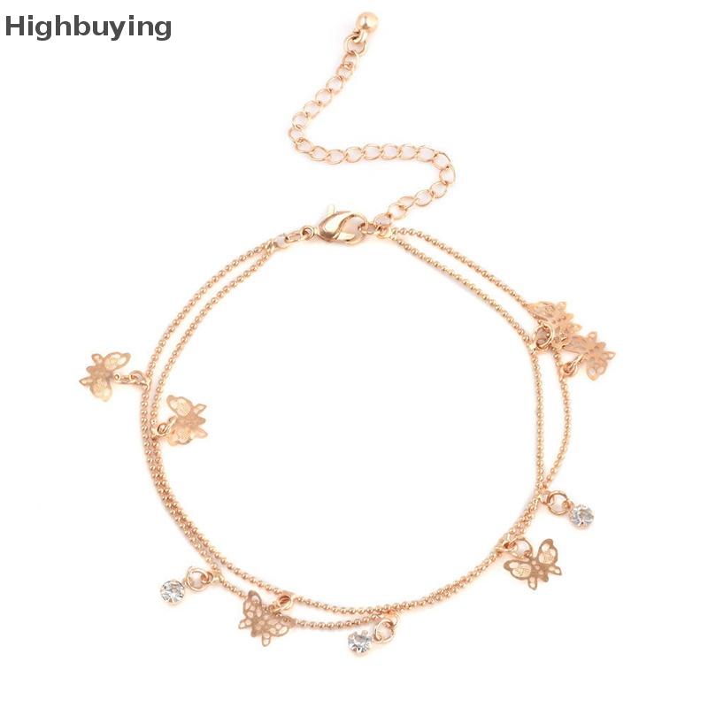 Hbid Fashion Charm Barefoot Sandal Golden Butterfly Gelang Kaki Ankle Chain Jewelry Glory