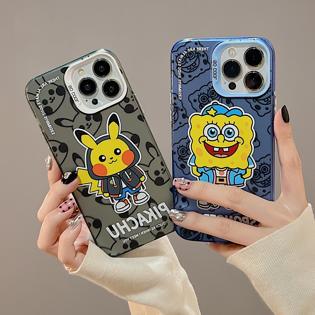 New! Premium case SUPER CARTOON (iPhone 12 13 14 pro max iPhone 11ready) Casing iPhone Garfield/Pikachu/Spongebob/Pooh