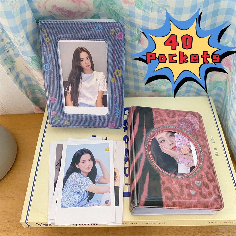 3inch 40saku Retro Leopard Album Kartun Idola Korea Gambar Tempat Penyimpanan Kartu Kolekte Buku Pvc Photocard Holder