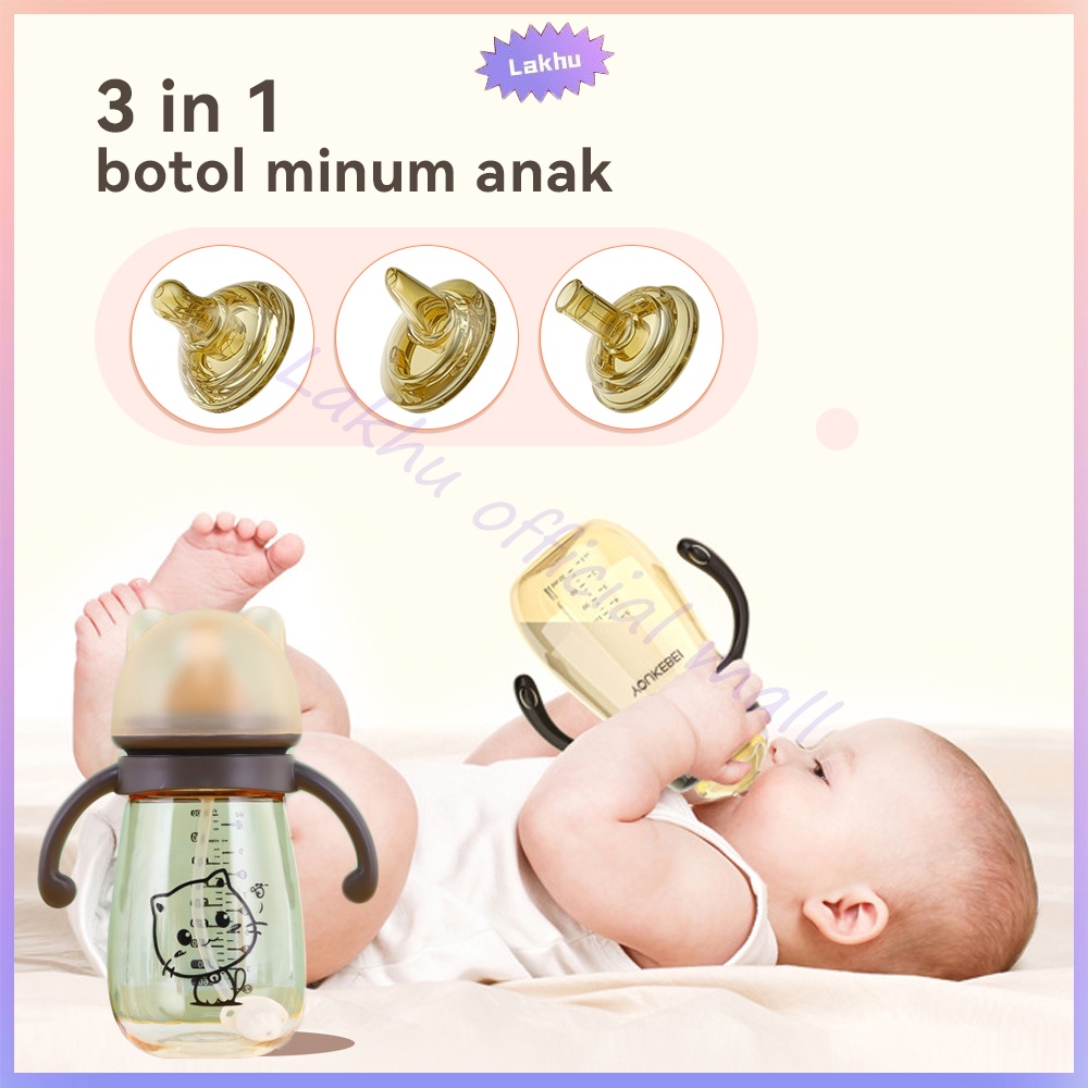 Lakhu Botol Busu Bayi Botol Minum Bayi Sedotan Lucu Anak Training Cup Baby