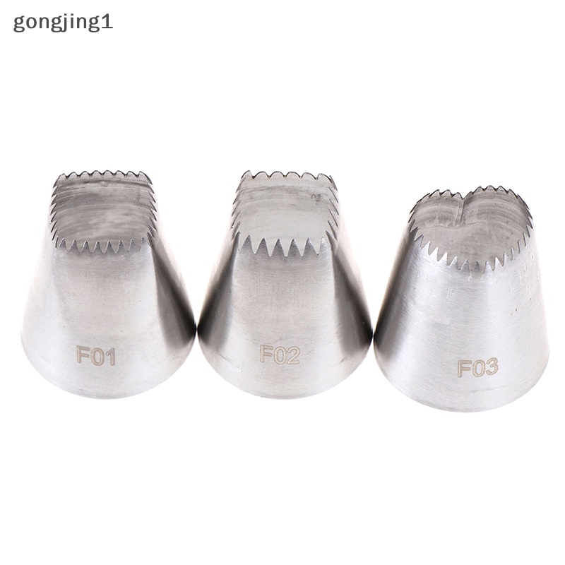 Ggg 3pcs Persegi Hati Icing Piping Nozzle Rusia DIY Cream Kue Pastry Tips Alat ID