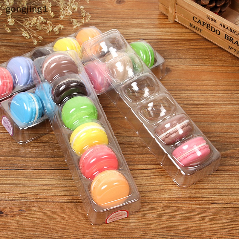 Ggg 5PCS Kotak Kemasan Kue Kering Macaron PET Home Dessert Shop Wadah Kertas Box ID