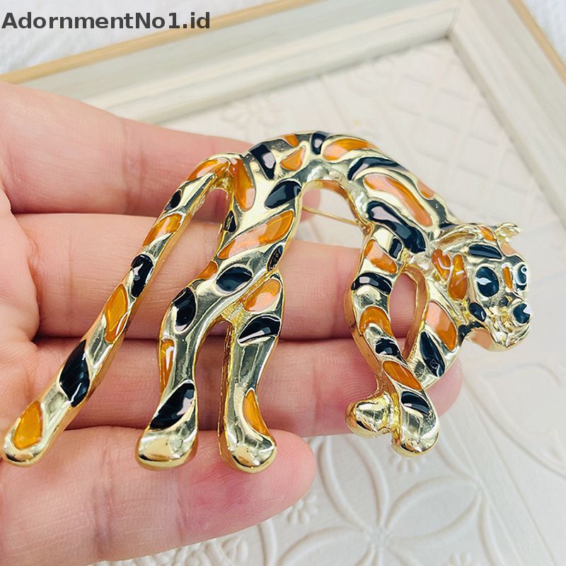 [AdornmentNo1] Enamel Berwarna Glasir Uang Leopard Bros Liontin Dual Purpose Vintage Pribadi Gaya Hewan Pin Mantel Perhiasan Aksesoris [ID]