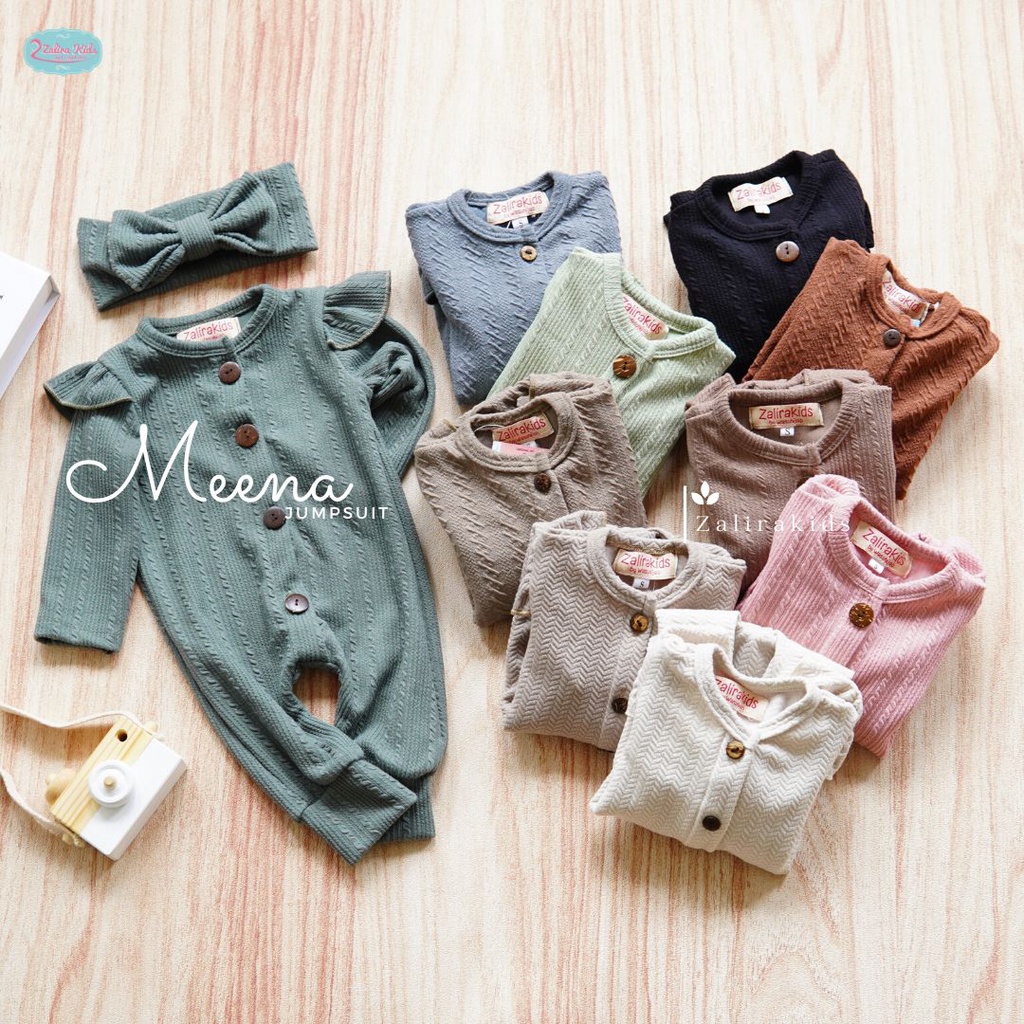 Jumpsuit Jumper Bayi Perempuan Newborn - 2 Tahun Zalira Meena Seies 0 6 Bulan 6 12 Bulan 1 2 Tahun Premium Set Bandana Pita