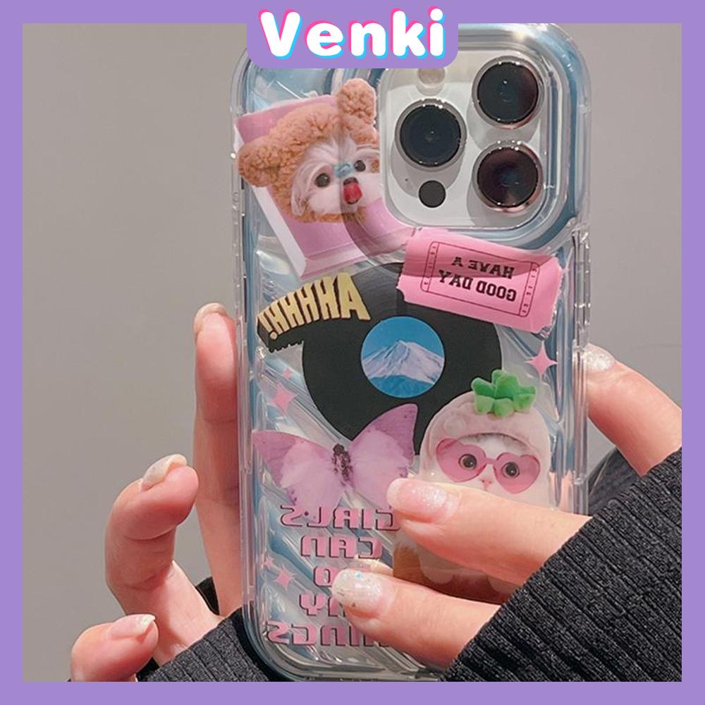 VENKI - For iPhone 11 iPhone Case Laser Reflective Transparent Phone Case TPU Soft Shockproof Airbag Case Protective Camera Butterfly Cat Compatible with iPhone 14 13 Pro max 12