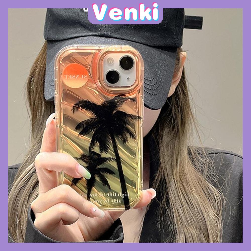 VENKI - For iPhone 11 iPhone Case Laser Reflective Transparent Phone Case TPU Soft Shockproof Airbag Shell Protective Summer Palm Compatible with iPhone 14 13 Pro max 12 Pro Max