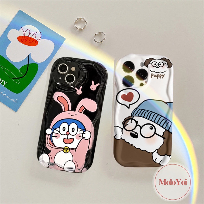 Cute Puppy Soft Tpu Couple Back Case Kompatibel Untuk iPhone XR XS X Max 8Plus 7 6s 8 6 Plus 11 14 13 12 Pro Max 7Plus SE 2020 Kartun Lucu Doraemon Kelinci Ponsel Cover