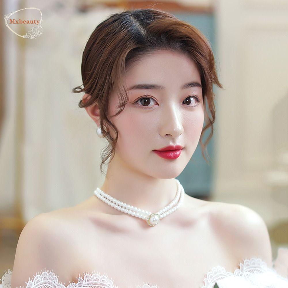 Mxbeauty Anting Mutiara Hadiah Elegan Liontin Perjamuan Klasik Adjustable Gaya Korea Cincin