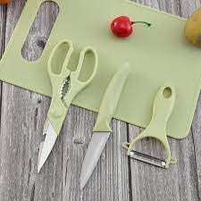 BOP SET TALENAN GUNTING 4IN1 STAINLESS / PISAU DAPUR 4 IN 1 TAJAM / PISO POTONG KUPAS BUAH/ PERALATAN MASAK DAPUR / KITCHEN KNIFE SET