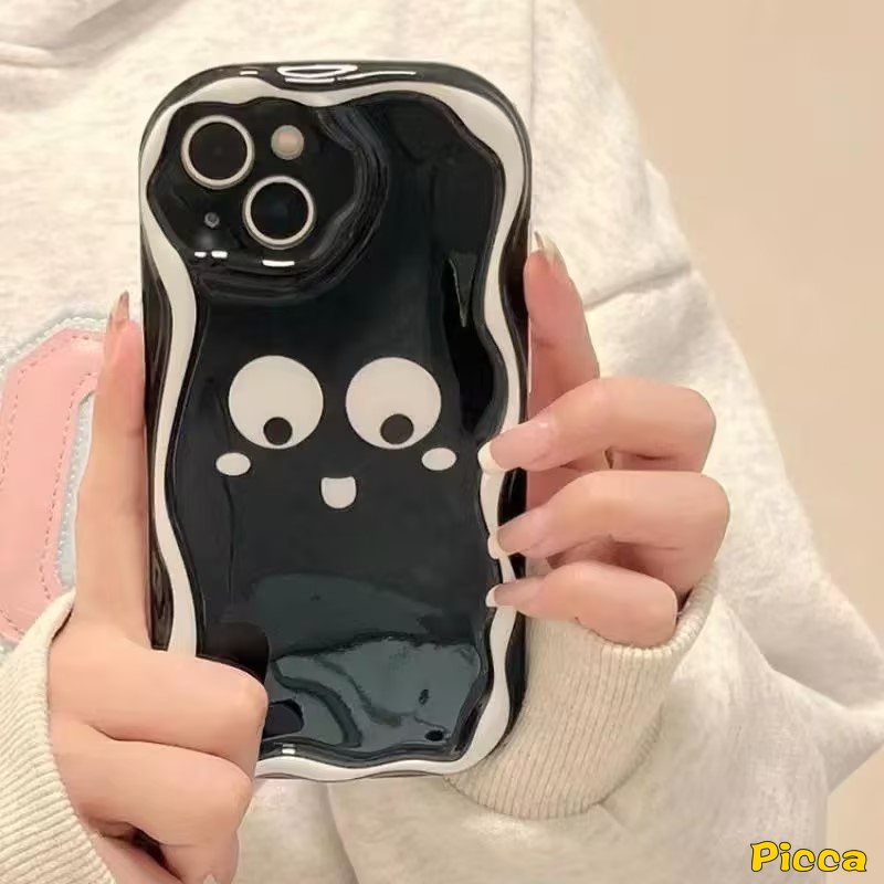 Untuk Realme C53 C35 C55 C30 5 9i 5i 7i 6i 5s C12 C31 C33 C25s C15 C21 C21Y C11 C25Y C20 C25 C3 C17 Simple Hitam Putih Motif Leopard Ekspresi Lucu 3D Wavy Curved Edge Soft Cover