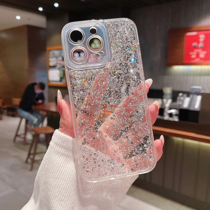 Crystal Pink Starry Sky Soft Case for IPhone 7 8 Plus X XS XR XS Max 11 13 12 14 PRO Max 14 Plus Clear Phone Case for Girl Women Gift