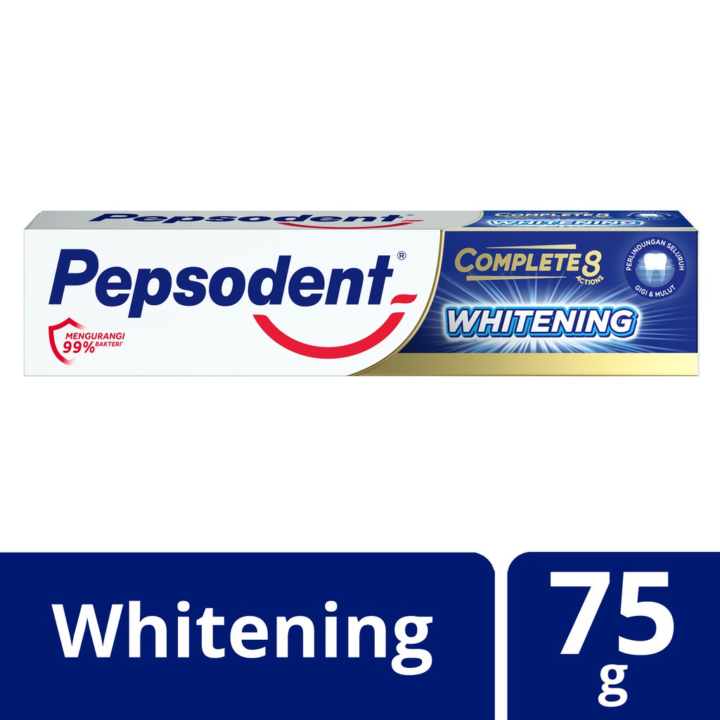 Pepsodent Complete 8 Plus Whitening 75g ( BIRU)