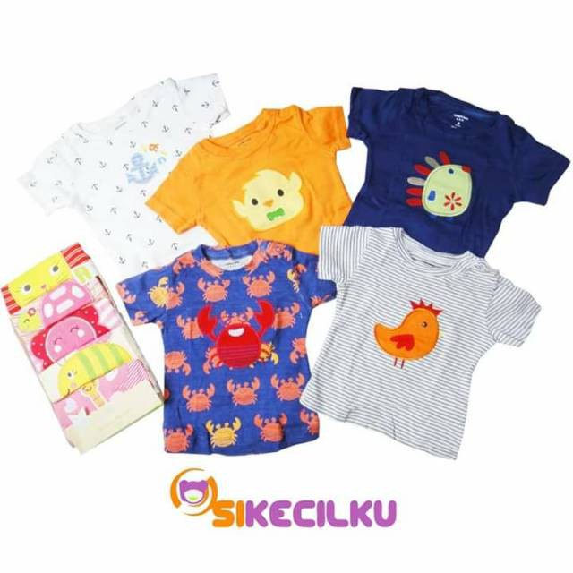 PREMIUM 5pcs Kaos bayi import Lengan Pendek GRADE A  5pcs / atasan bayi atau tee bayi import isi 5pcs