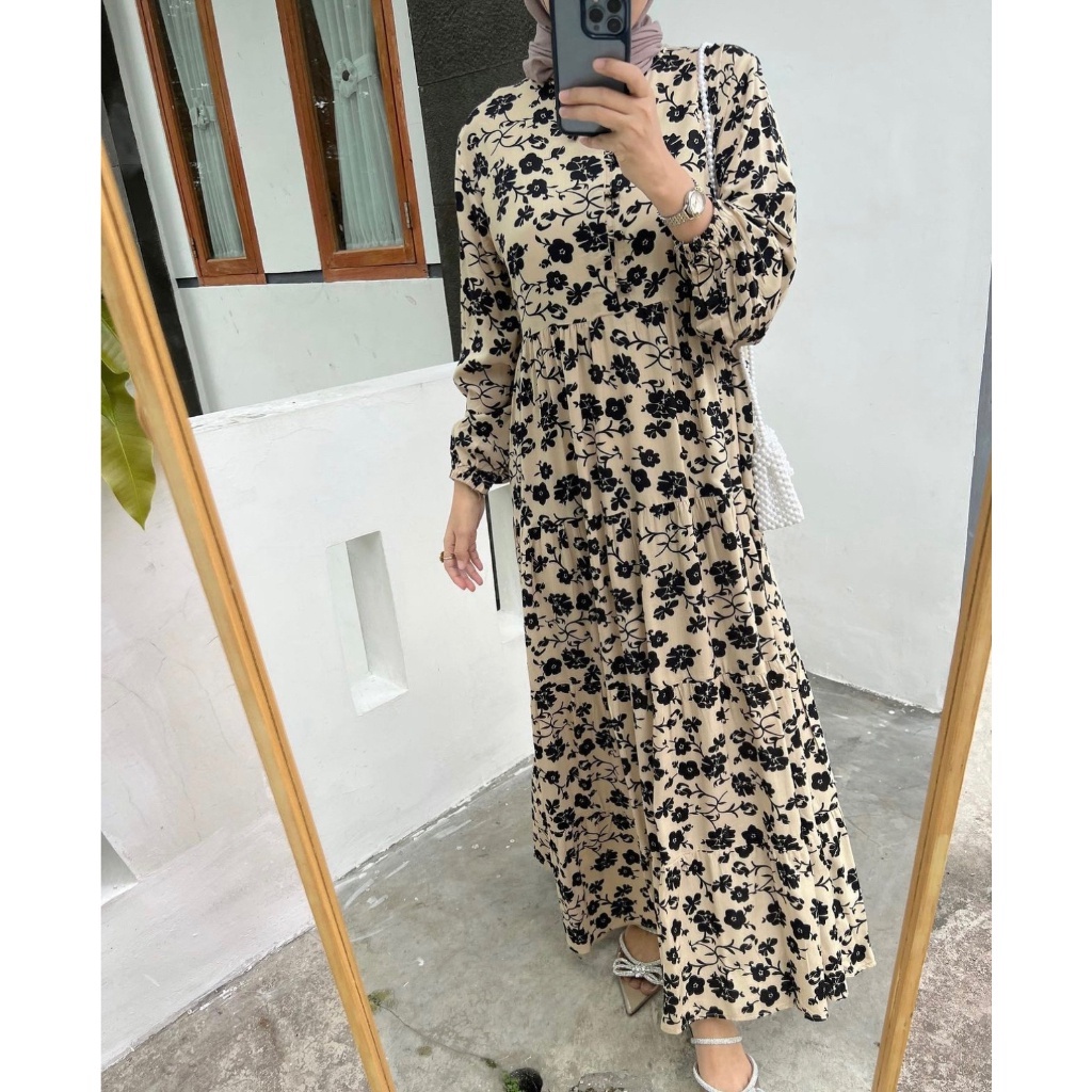 BEFAST - ZEC OOTD WANITA DRESS ELIS / Belami Floral Maxi Dress / LongDress Wanita Muslimah / Fashion Wanita Formal / Dress Keluaran Terbaru / Outfit Wanita Kodangan/Pesta Trendy / Dress Lengan Panjang Motif Flower