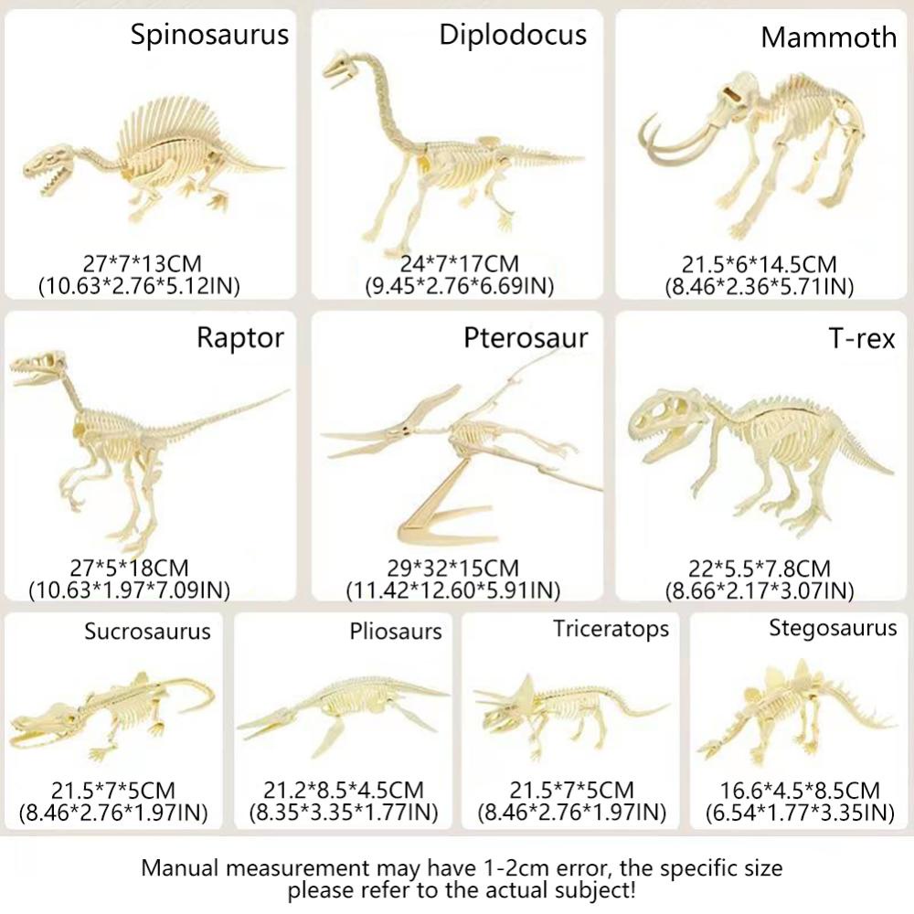 Timekey Simulasi Fosil Dinosaurus Model Kerangka Plastik Anak DIY Handmade Dinosaur Skeleton Majelis Kit Tiranosaurus Rex Model A9B4