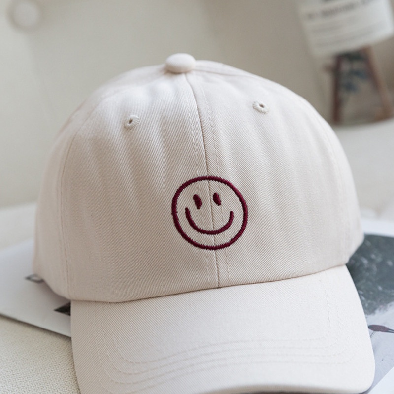 Bordir Smiley Face Lembut Atas Topi Baseball Versi Korea Fashion Tabir Surya Pasang