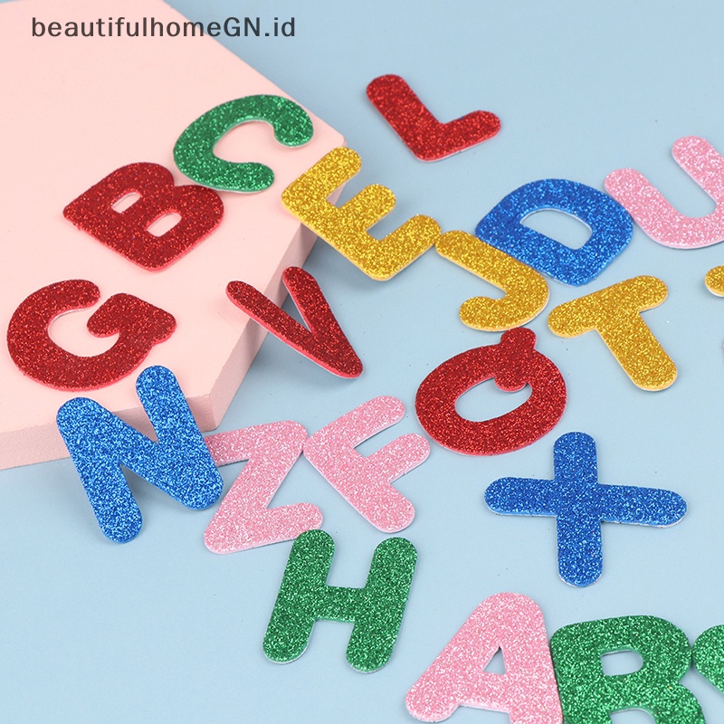 {Cantik} 28pcs/bag Stiker Huruf Busa Glitter Mainan Anak Scrapbooking Kit Kerajinan Tangan~