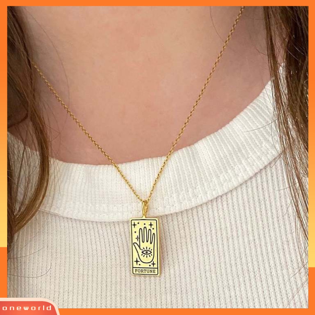 [ONE] Kalung Indah Rantai Leher Unisex Bentuk Tarot Alloy Adjustable Untuk Penggunaan Sehari-Hari