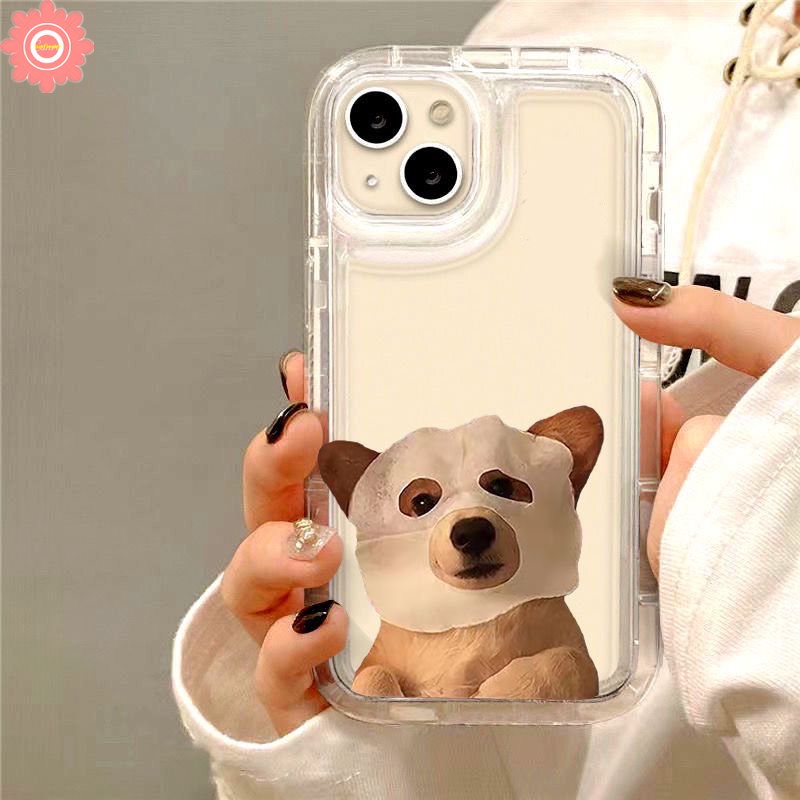 Case Untuk Realme C55 C33 C15 C35 9i 5 6i 5i 5s 7i C25s C25 C12 C11 2020 C30 C21Y C20 C25Y C30S C17 C1 C2 C11 2021 C3 Pasangan Kartun Kucing Anjing Lucu Fun Mask Transparan Airbag Cover