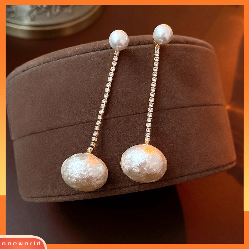 [ONE] 1pasang Anting Pejantan Mutiara Imitasi Antik Elegan Panjang Berlian Imitasi Rumbai Wanita Menjuntai Drop Earrings Fashion Perhiasan Aksesori Hadiah Yang Sempurna